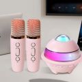 Portable Karaoke Machine Mini Bluetooth Speaker Stereo Surround Subwoofer Wireless Dual Microphones with Projector Night Light Singing Karaoke Speaker Party Gift. 