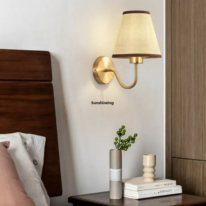 LED E27 Modern Wall Lamp Retro Fabric home Interior lighting Hotel ...
