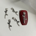 10PCS 3D Rose Nail Art Ornament Alloy Nail Art Charms DIY Craft For Nail Decoration Silver Retro Flower Nail Charm Jewelry Salon Fengshi. 