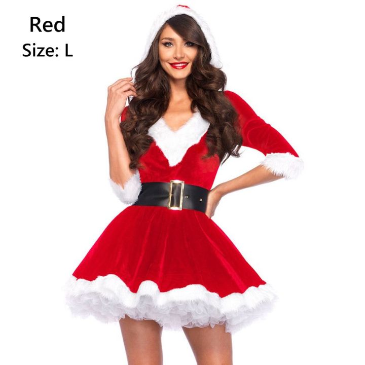 Women's%20Xmas%20Theme%20Santa%20Mini%20Dress%20Sweet%20Hooded%20Christmas%20Fancy%20Dress%20Mrs%20Santa%20Claus%20Dress%20Cosplay%20Costumes%20Outfits%20Miss%20Claus%20Dress%20Suit%20-%20Image%209