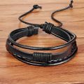 TYO ! Fashion Charm Leather Bangle Men Bracelets Popular Boys DIY Bandage Strand Handmade Brown Weave Bracelets. 
