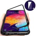 Samsung Galaxy A30 Case 360 Degree Full Cover Metal Frame Magnetic Tempered Glass Back Case - Silver. 