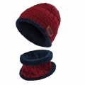 2 In 1 Winter Warm Fleece Liner Knitted Beanie Hat Tube Scarf Set Boys Girls Skullies Cap. 