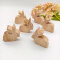 6Pcs Decorative Standing Easter Rabbit Ornaments Realistic Handmade Wooden Bunny Decorative Handicraft Unfinished Easter Rabbit Figurine Tabletop Centerpieces. 