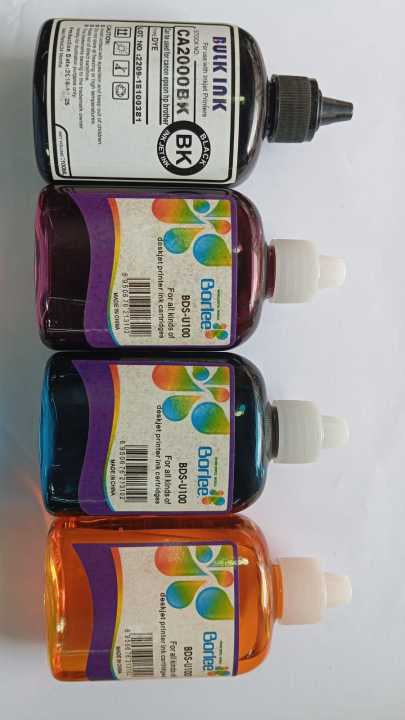Printer Inject Ink REFILL INK FOR INJECT PRINTER Borlee ink in liquid form ( 1 sets - 4 ...