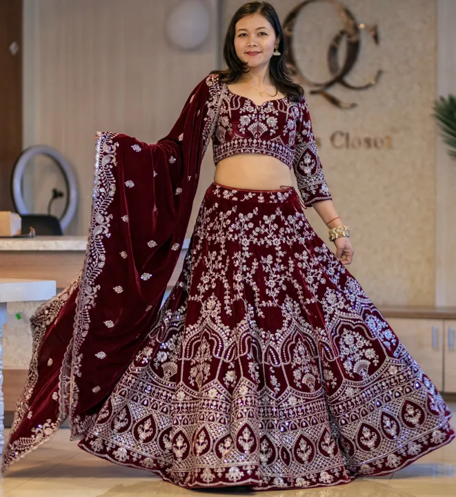 Bridal%20Lehenga%20Choli%20-%20Velvet%20Silver%20Thread%20And%20Siquence%20Embroidery%20Design%20-For%20Women%20-%20Image%206