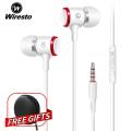 Wiresto In Ear Headphones Earphone Wired Earbuds Heavy Bass Headset  Soundproof Earplugs Noise Canceling HIFI Sound Quality Subwoofer Earphone with HD Microphone Free Case Box. 