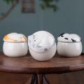 Calico Cat 150ml Pet Cremation Ashes Storage Box Memorial Mini Ceramic Pet Urn Creative Sealed Jar Dog Cat Cinerary Casket Desktop Decoration. 