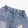 Blue Printed Jeans Half Pants For Girls. 