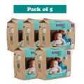 Bambo Nature Baby Diapers Size 2 S (3–6 kg) – 30 pcs  (Pack of 5) Tape Style | Eco-Friendly, Soft & Sensitive Skin Safe Diapers. 
