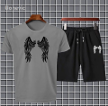 Uonevic Eagle Wings Printed Summer Tracksuit For Men Boys Tee-shirt with Shorts New Design Round Neck Half Sleeves T Shirts Top Quality Gym Wear Boxer Casual and comfortable Pair T-Shirt and Shorts. 
