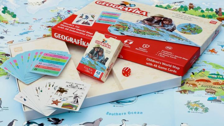 UnikPlay%20Geografika%20World%20Map%20Game%20%7C%20Non-Tearable,%20Waterproof%20Illustrated%20Map%20With%20280+%20Trivia%20Questions,%2048%20Double-Sided%20Cards%20-%20Image%206