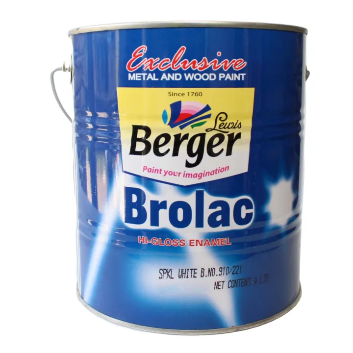 White Berger Brolac Hi Gloss Enamel For Metal And Wood-4L | Daraz.com.np