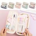 Cute Scalable Pen Bag Large Capacity Multifunctional Pen Box Canvas Stationery Bag Student Gift. 