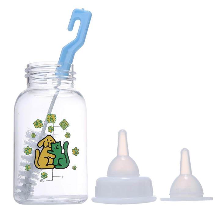 Dog Milk Bottle With Replaceable Nipples And Cleaning Brush For Dogs/Cats/Rabbits.