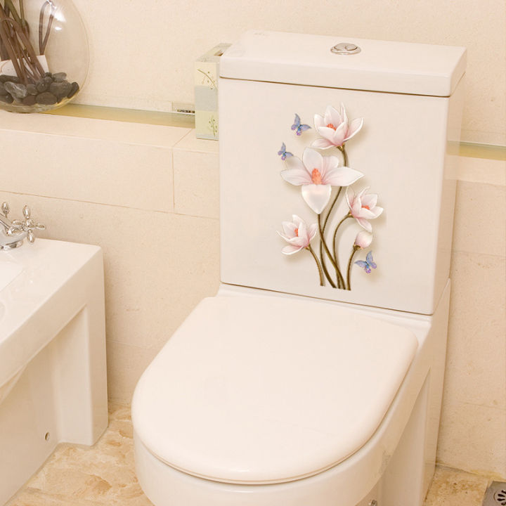 Flower Toilet Stickers Bathroom Seat Cover Sticker Self-adhesive Removable Waterproof PVC Sticker Refrigerator Posters Netiie