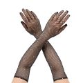 New Mesh Long Mittens Glitter Rhinestone Cosplay Fishnet Gloves Party Dress Dance Costume Performance Gloves Party. 
