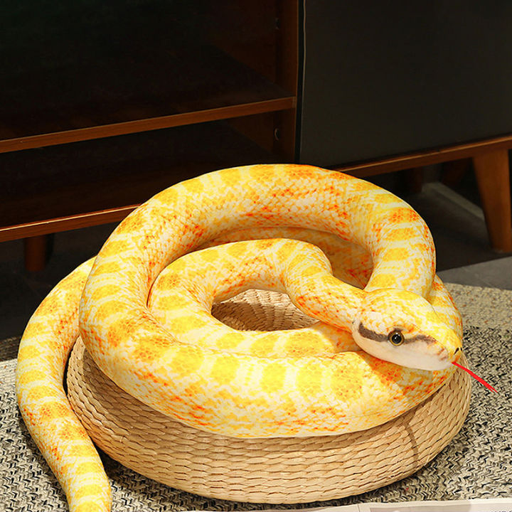 Artificial Python Plush Toy Long Snake Yellow Orange Green Python Plush ...