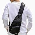 Black Color Plain Design Leather Side Cross Body Bag For Men. 