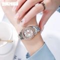 SKMEI 1534 Fashion Women Quartz Watch Innovative Design Rhinestone Inlay 3Bar Waterproof Stainless Steel Strap For Women. 