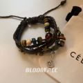 High Street Girl Retro Multi-layer Ethnic Style Bracelet Beaded Genuine Leather Hot Girl Music Symbol Pentagram Woven Bracelet. 
