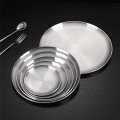 Stainless Steel Bone Spitting Dish Silver Shallow Tray Metal Dining Disc Round Plate Dessert Tableware. 