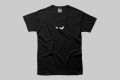 Minimalist Angry Eyes Black Graphic T-Shirt. 