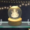 Lord Ganesh 3D Decor Crystal Ball LED Night Light. 