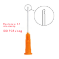 100 Pack 25Ga 5/8 Inch Injection Needle with Cap Orange Stainless Steel for Animal, Pet, Poultry and Industrial Dispensing Needle Accessories. 