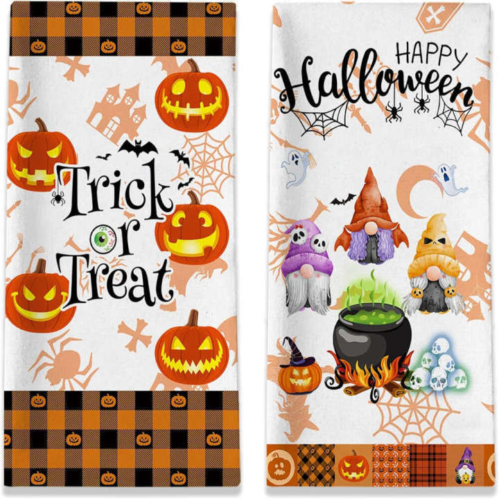 Microfiber%20Halloween%20Pumpkin%20Green%20Elf%20Printed%20Kitchen%20Absorbent%20Hand%20Face%20Towel%20-%20Image%202