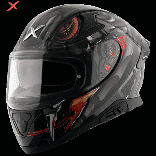 Axor Apex Venomous Black Grey Helmet | AXOR Apex ECE & DOT Certified Polycarbonate Helmet | Protective Wear For Riders