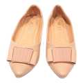 Peach Rectangle Buckle Design Closed Shoes For Women. 