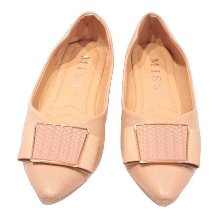 Peach%20Rectangle%20Buckle%20Design%20Closed%20Shoes%20For%20Women%20-%20Image%203