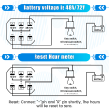 12V/24V/36V/48V/72V LED Digital Battery Status Charge Indicator with Hour Meter Gauge Black. 