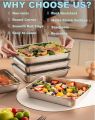 Pack Of 3 Stainless Steel Refrigerator Food Storage Box With Plastic Lid Prepare Food Freshness Preservation Box Picnic Box. 