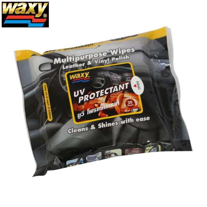 Multipurpose Wipes Leather & Vinyl Polish UV Protectant | Cleans and Shines with Ease | WAXY