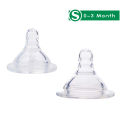 2pcs S(0-3 Month) Silicone Gel Wide Mouth Baby Infant Kid Teether Care Milk Feeding Bottle Accessory, Neck Nipple, Baby Nipple. 