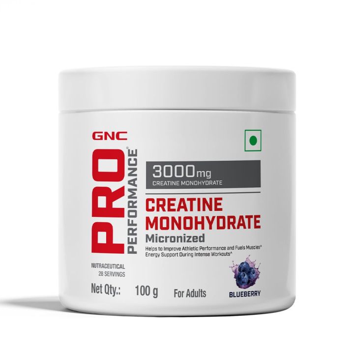 GNC Creatine Monohydrate 3000mg- 100g (28 Servings) Blueberry Flavor With Powerful Muscle Pump For Intense Workout