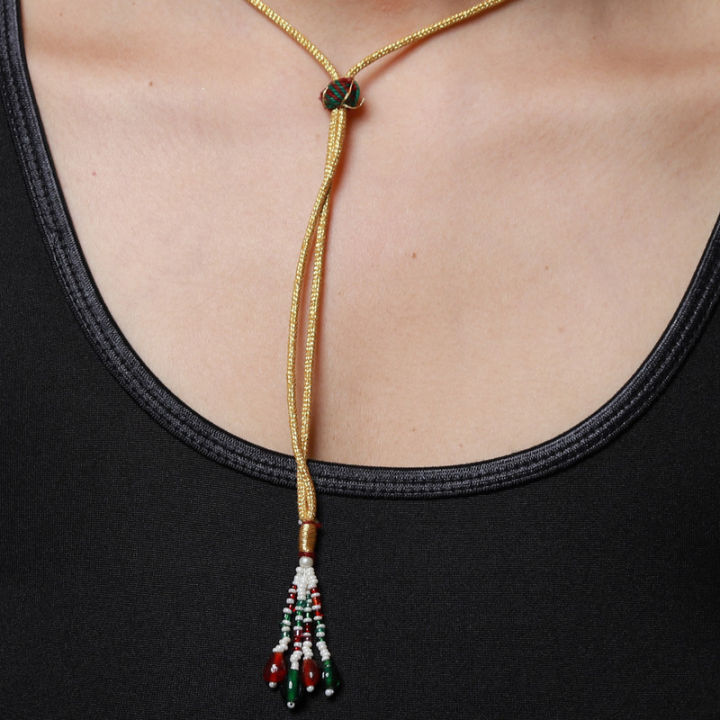 Golden%20Gold%20Plated%20Green%20Moti%20Design%20Choker%20Set%20For%20Women%20-%20Image%206