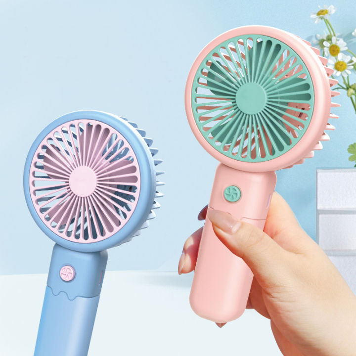 H&S Portable Mini Fan - 2-in-1 Handheld Desktop Fan with Stand, USB Rechargeable, 3-Speed Settings, Quiet Operation, Summer Cooling Fan