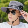 Breathable Adjustable Fishing Mesh Outdoor Climbing Cotton Bucket Hat Large Brim Cap Man Sun Hat. 