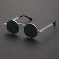 ZOO Shades Round Sliver Metal Frame Spring Ponk Sunglasses For Men. 