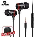 Wiresto In Ear Headphones Earphone Wired Earbuds Heavy Bass Headset  Soundproof Earplugs Noise Canceling HIFI Sound Quality Subwoofer Earphone with HD Microphone Free Case Box. 