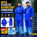 Waterproof Plastic Raincoat Panchoo Set with Pants & Free Boot Cover 1 Set 2 PCS | Reusable Heavy Duty Rain Wear for Men & Women | Fit 45–120 KG. 