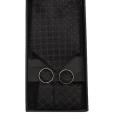 Black Neck Tie With Cufflinks And Pocket Square For Men. 