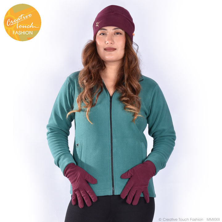 Creative%20Touch%20Fashion%20Petrol%20Blue%20Front%20YKK%20Zippered%20Polar%20Fleece%20Jacket%20For%20Women%20MJK1076%20-%20Image%203