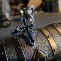 European and American Retro Personality Hip-Hop Fashion Cross Ring for Men and Women, Oil Drip Punk Trendy Handmade Ancient Style Ring. 