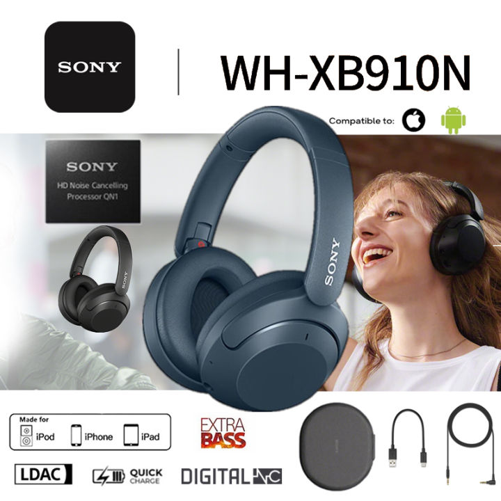 Sony WH-XB910N Noise Canceling Headset Wireless Bluetooth Bass Bluetooth Headphones Gaming with Mic 30 Hour Battery Life
