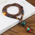 【VisioN Super Shop】Turquoise Nepal Buddhist Mala Beads Ethnic Pendant Sweater. 