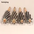 Sutuiying Natural Boar Bristle Roller Brush Barber Hair Roller Wood Hair New style Brush Round Barrel Hair Comb For Women Curly Hair Hairdressing. 